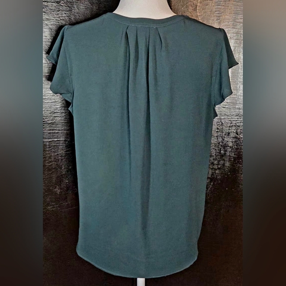 New Without Tags Calvin Klein V-Neck Hunter Green Blouse Size Large - Picture 6 of 8